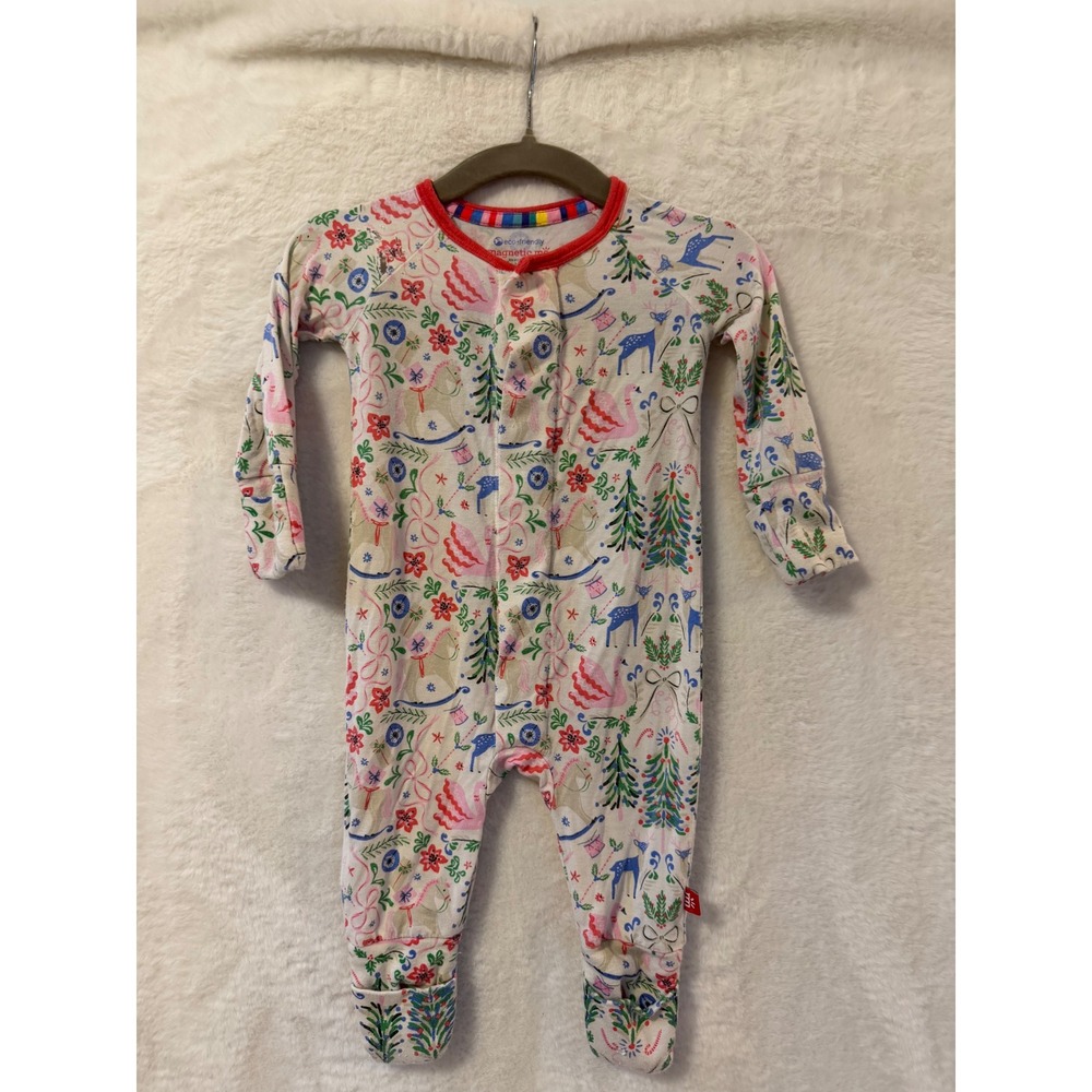 Magnetic Me Baby Footie Sleeper 0-3 Months Holiday Christmas Modal Magnetic Me